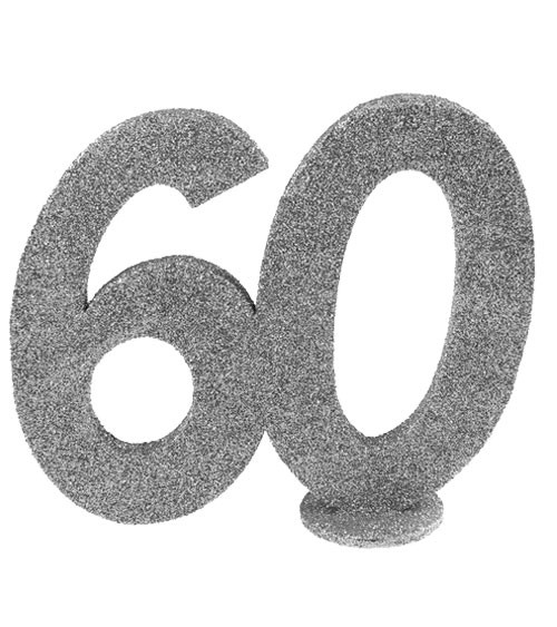 Tischaufsteller "60" - silber - 12 x 10 cm