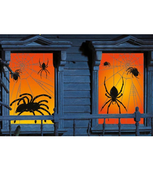 Fensterbilder "Spinnennetze" - 85 cm x 1,65 m - 2-teilig
