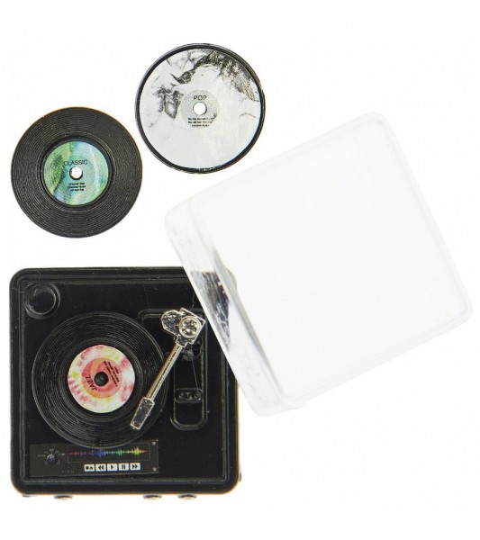 Miniatur Plattenspieler - 3 x 3 cm - 5-teilig