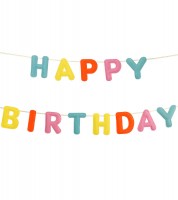 Filz-Girlande "Happy Birthday" - Neon Farbmix - 3 m