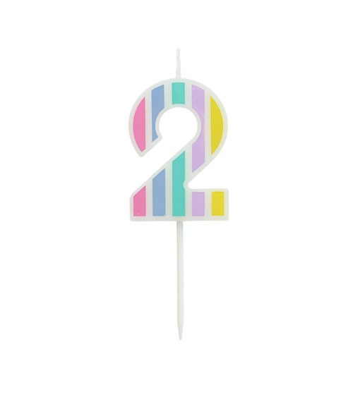 Geburtstagskerze Zahl "2" - Pastell