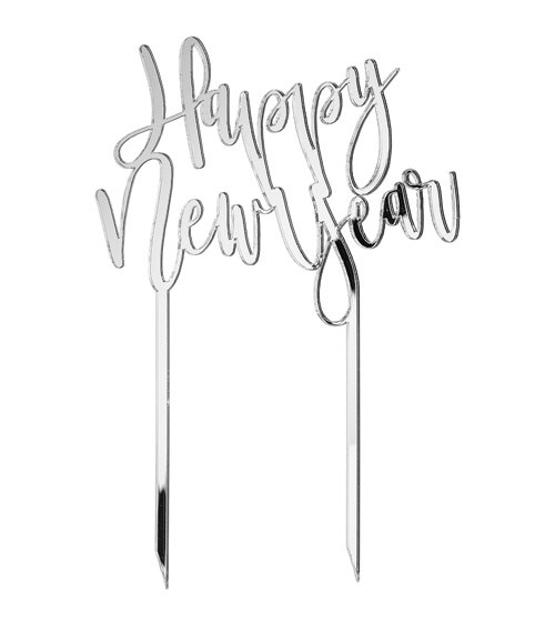 Cake-Topper "Happy New Year" aus Acrylspiegel - Farbauswahl
