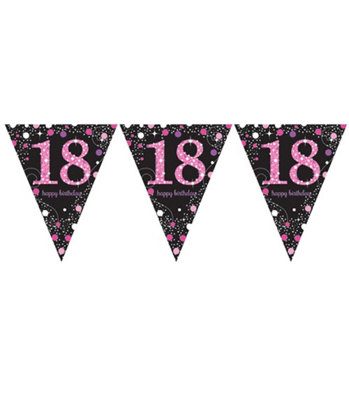 Wimpelgirlande "Sparkling Pink" - 18. Geburtstag - 4 m