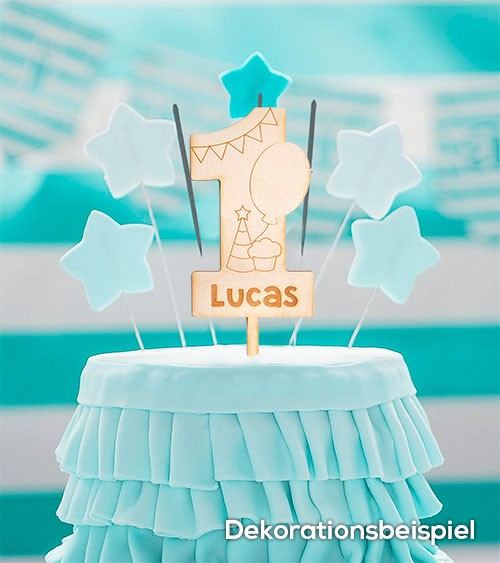 Dein Cake-Topper "1. Geburtstag - Party" aus Holz - Wunschtext