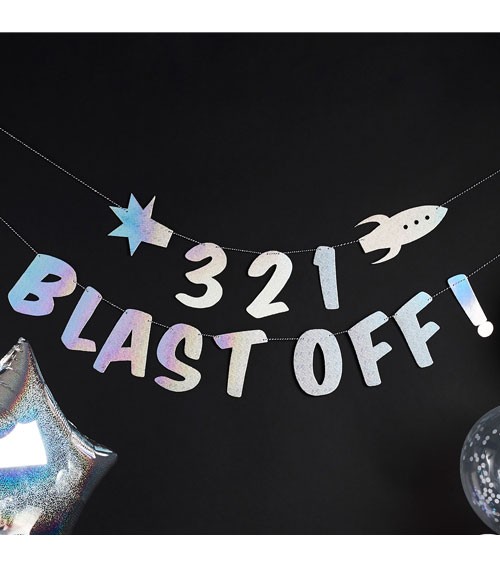 DIY Schriftzug-Girlande "3-2-1 Blast off" - 2 m