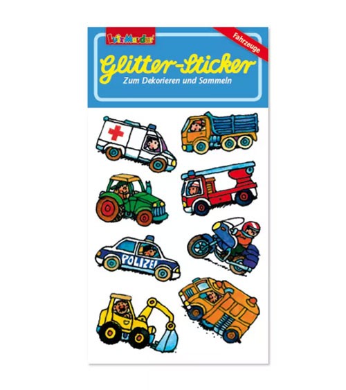 Glitter-Sticker "Fahrzeuge" - 1 Bogen