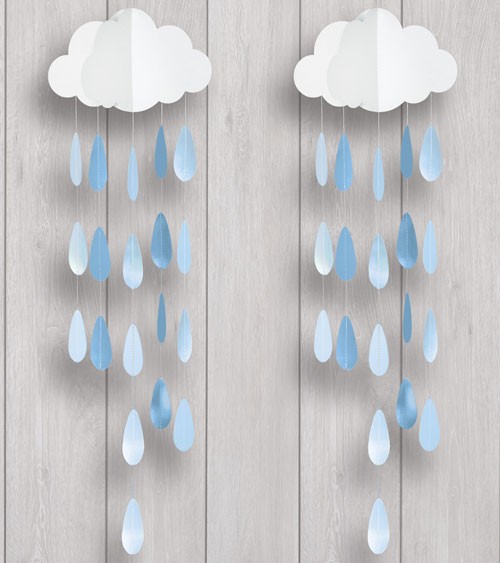 Deko-Mobile "Wolke mit blauen Tropfen" - 2 Stück