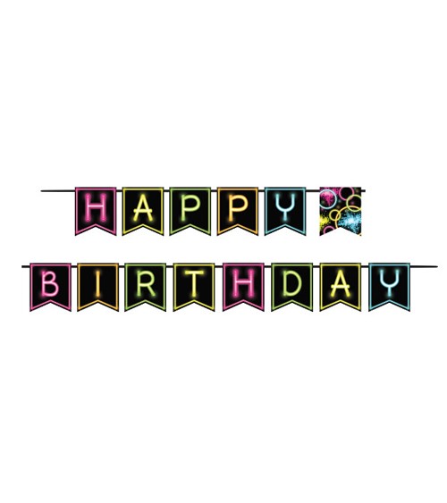 Happy Birthday-Girlande "Neon Party" - 2,7 m