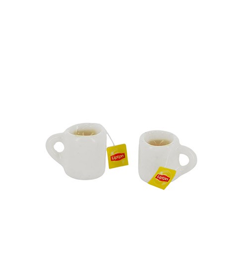Miniatur Teetassen mit Teebeutel - 1 cm - 2 Stück