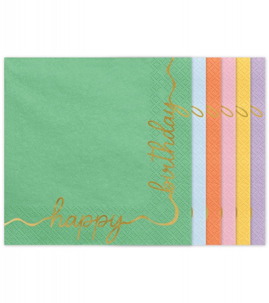 Servietten "Happy Birthday" - Farbmix - 12 Stück
