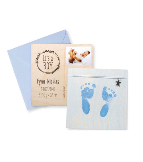 DIY-Abdruck-Set "Baby" - blau - 10-teilig