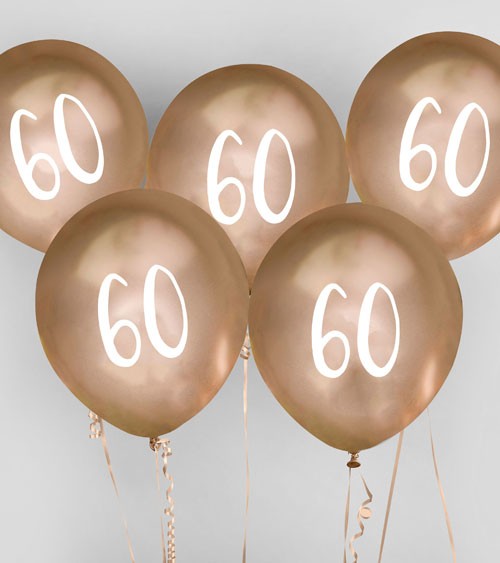 Metallic-Luftballons "60" - gold - 5 Stück