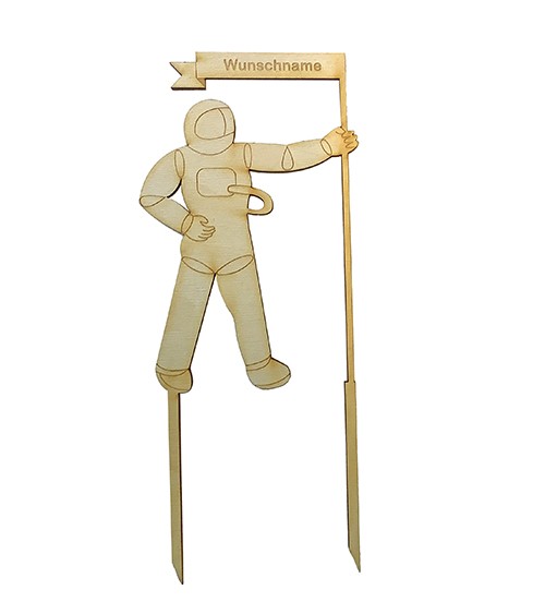 Dein Cake-Topper "Astronaut mit Flagge" - Wunschname