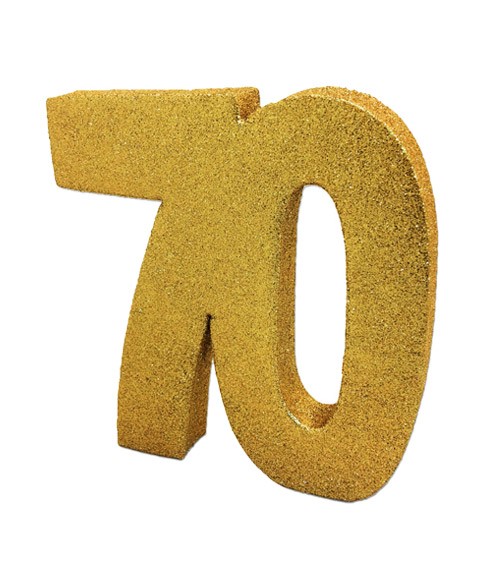 Tischdeko Zahl "70" - glitter gold - 20 cm
