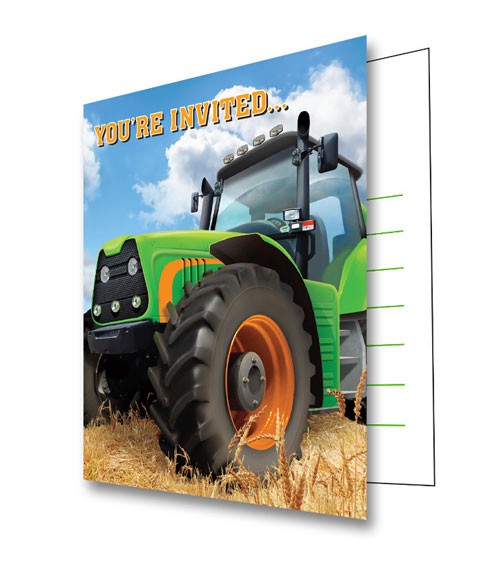 Einladungskarten "Traktor" - 8 Stück