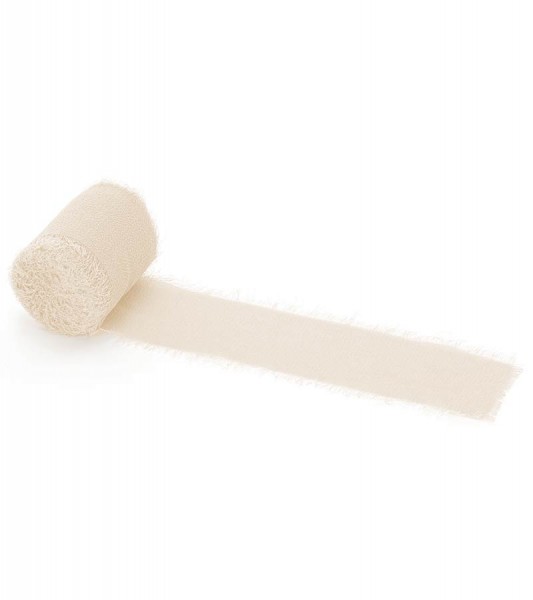 Chiffon-Band - creme - 4 cm x 5 m - 3 Stück