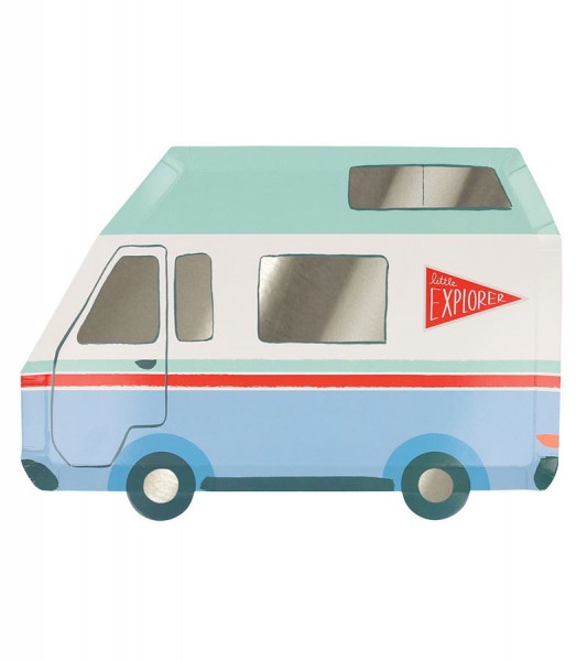 Shape-Pappteller "Camper" - 8 Stück