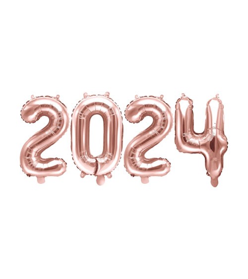 Folienballon-Set "2024" - roségold - 35 cm