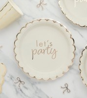 Pappteller "Let`s Party" - creme & gold - 8 Stück
