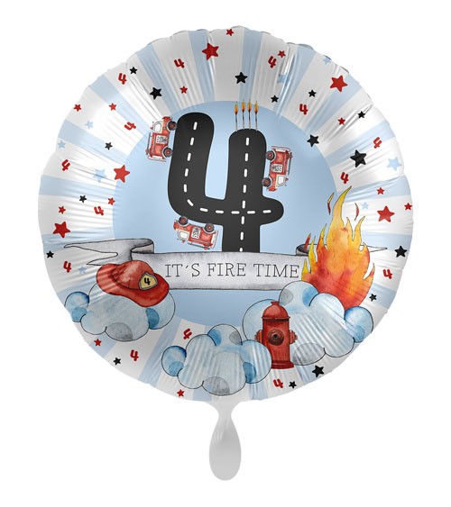Folienballon "Happy Fire Engine" - 4. Geburtstag