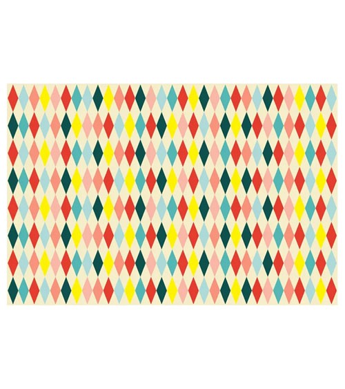 Papier-Tischdecke "Bunte Rauten" - 180 x 120 cm