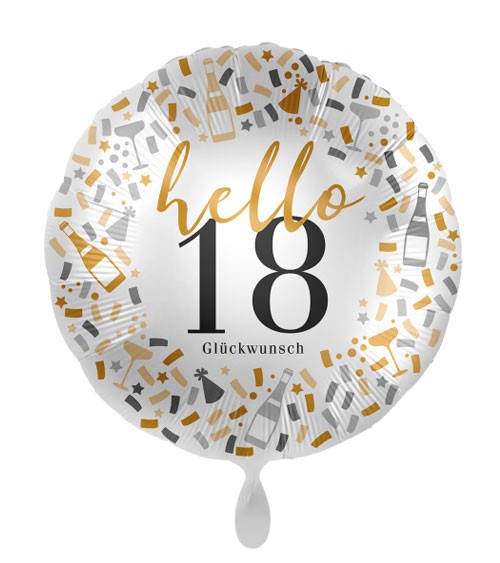 Folienballon "Hello 18 - Glückwunsch"