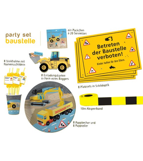 Party-Set "Achtung Baustelle" für 8 Personen