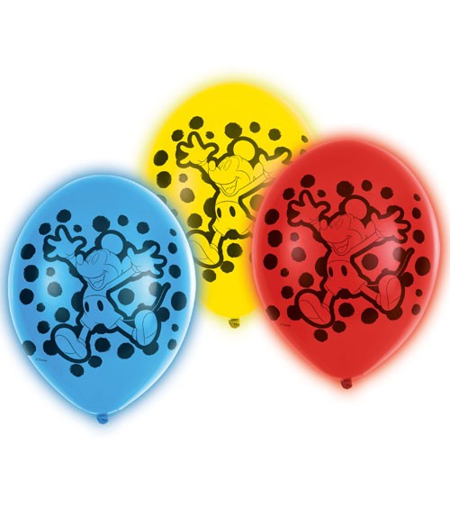 LED-Luftballon-Set "Mickey Mouse" - bunt - 27,5 cm - 5 Stück