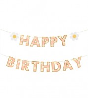 DIY Happy Birthday-Girlande mit Gänseblümchen - 2 m