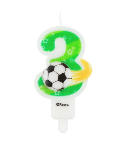 Fußball-Zahlenkerze "3" - 7,8 cm