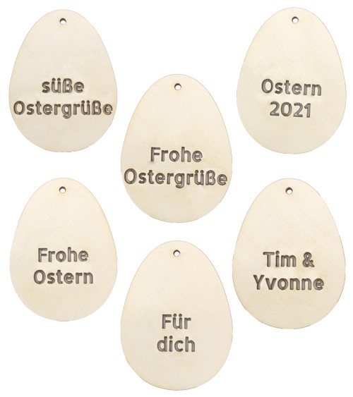 Deine Anhänger "Osterei" - 6 Wunschtexte