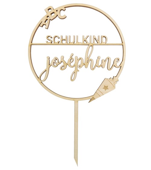 Dein Cake-Topper "Einschulung - Schultüte mit Stern" - Wunschtext