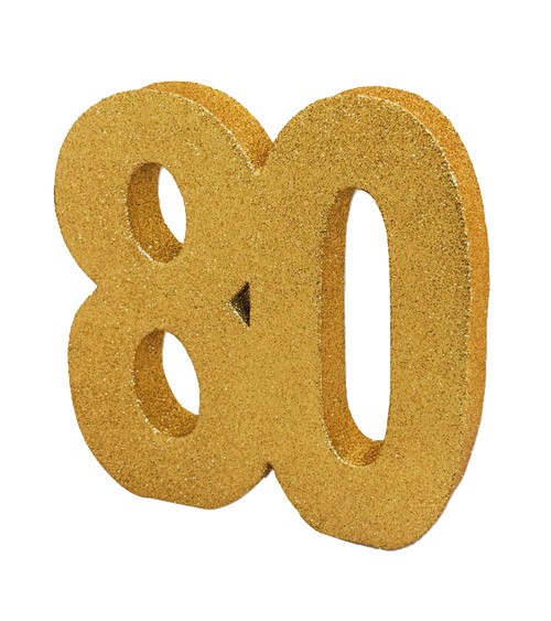 Tischdeko Zahl "80" - glitter gold - 20 cm