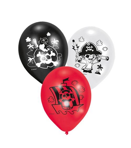 Luftballon-Set "Kleiner Pirat" - schwarz, rot, weiß - 6-teilig