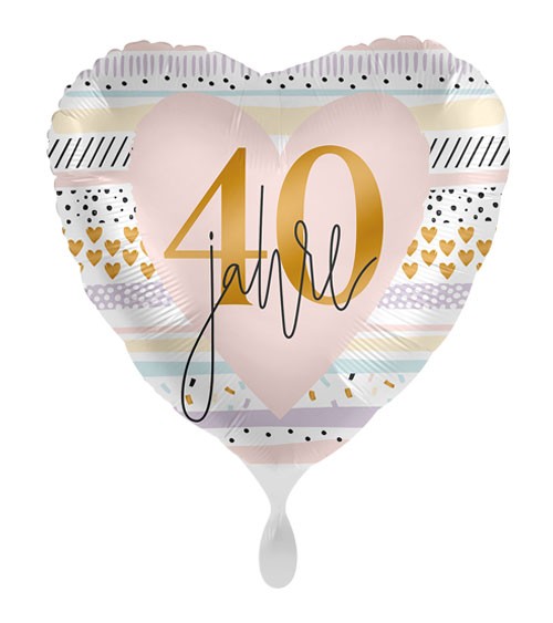 Herz-Folienballon "Creamy Blush" - 40. Geburtstag