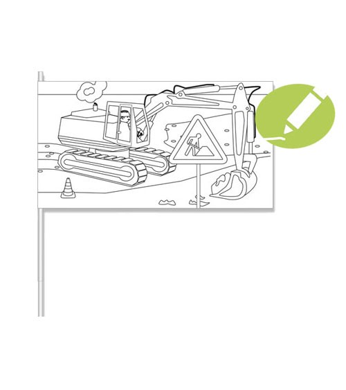 Papierflaggen zum Ausmalen "Baustelle" - 8 Stück