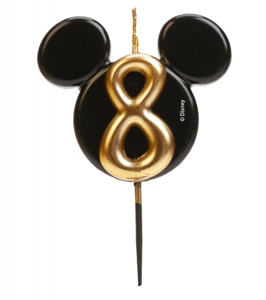 Kuchenkerze Mickey Mouse Ohren "8" - 8,5 cm