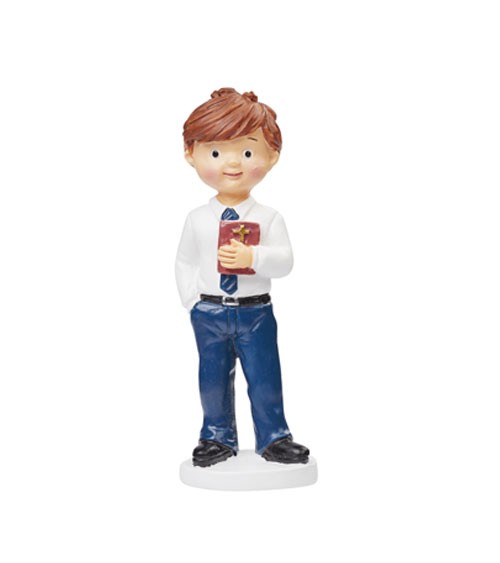 Kommunions-Figur Junge mit Bibel - 9 cm
