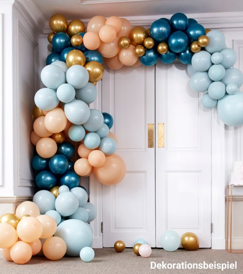 Deluxe Ballongirlanden-Set - teal, gold, pfirsich & mint - 200-teilig