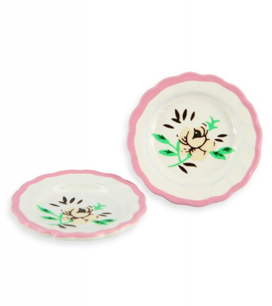 Porzellanteller mit Rose - 2 cm - 2 Stück