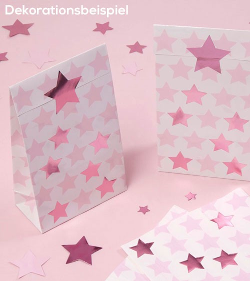 Partytüten mit Sticker "Little Star Pink" - 5 Stück