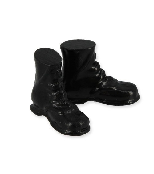 Miniatur Stiefelpaar aus Polyresin - schwarz - 1,7 x 1,3 cm