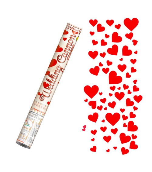 Konfetti-Kanone mit Herzen - rot - 40 cm