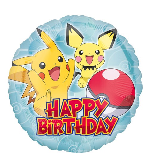 Runder Folienballon "Pokemon" - Happy Birthday - 43 cm