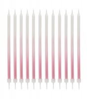 Lange Kuchenkerzen - ombre rosa - 12 Stück
