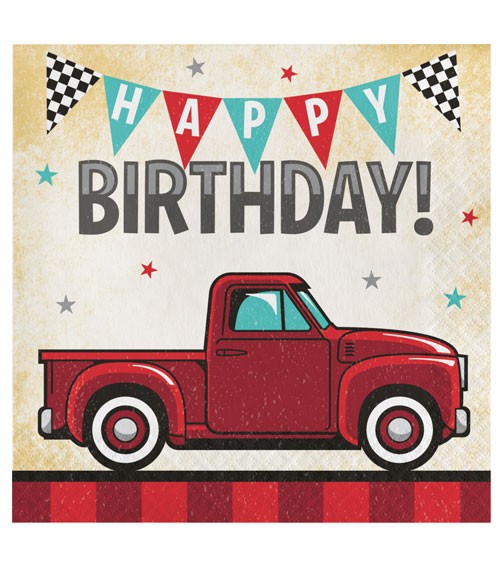 Servietten "Pickup Oldtimer" - Happy Birthday - 16 Stück