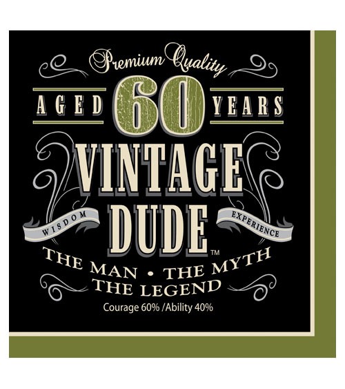 Servietten "Vintage Dude - 60. Geburtstag" - 16 Stück