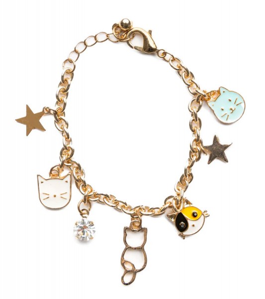 Goldenes Armband mit Katzen-Charms