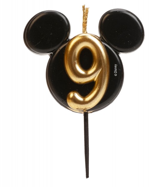 Kuchenkerze Mickey Mouse Ohren "9" - 8,5 cm