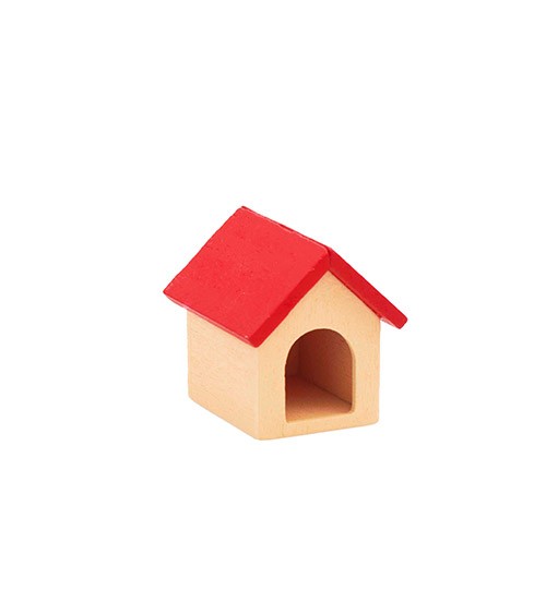 Mini Hundehütte aus Holz - 4 x 4 x 5 cm